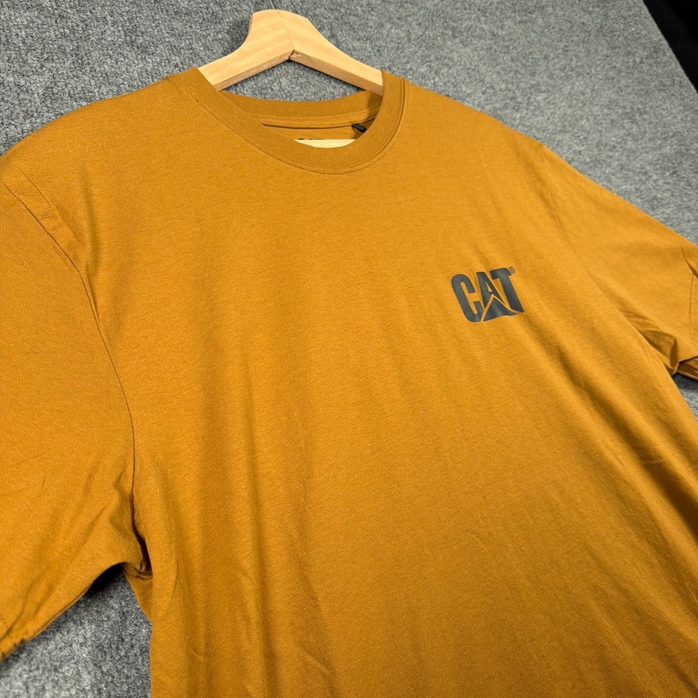 Caterpillar CAT Workwear T-Shirt Mens Large Solid Mustard Yellow‎ Tee Graphic